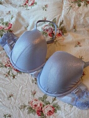 La Senza Sz 34D Periwinkle Shimmer Push Up Bra Coquette 💙 Mermaidcore Fairycore